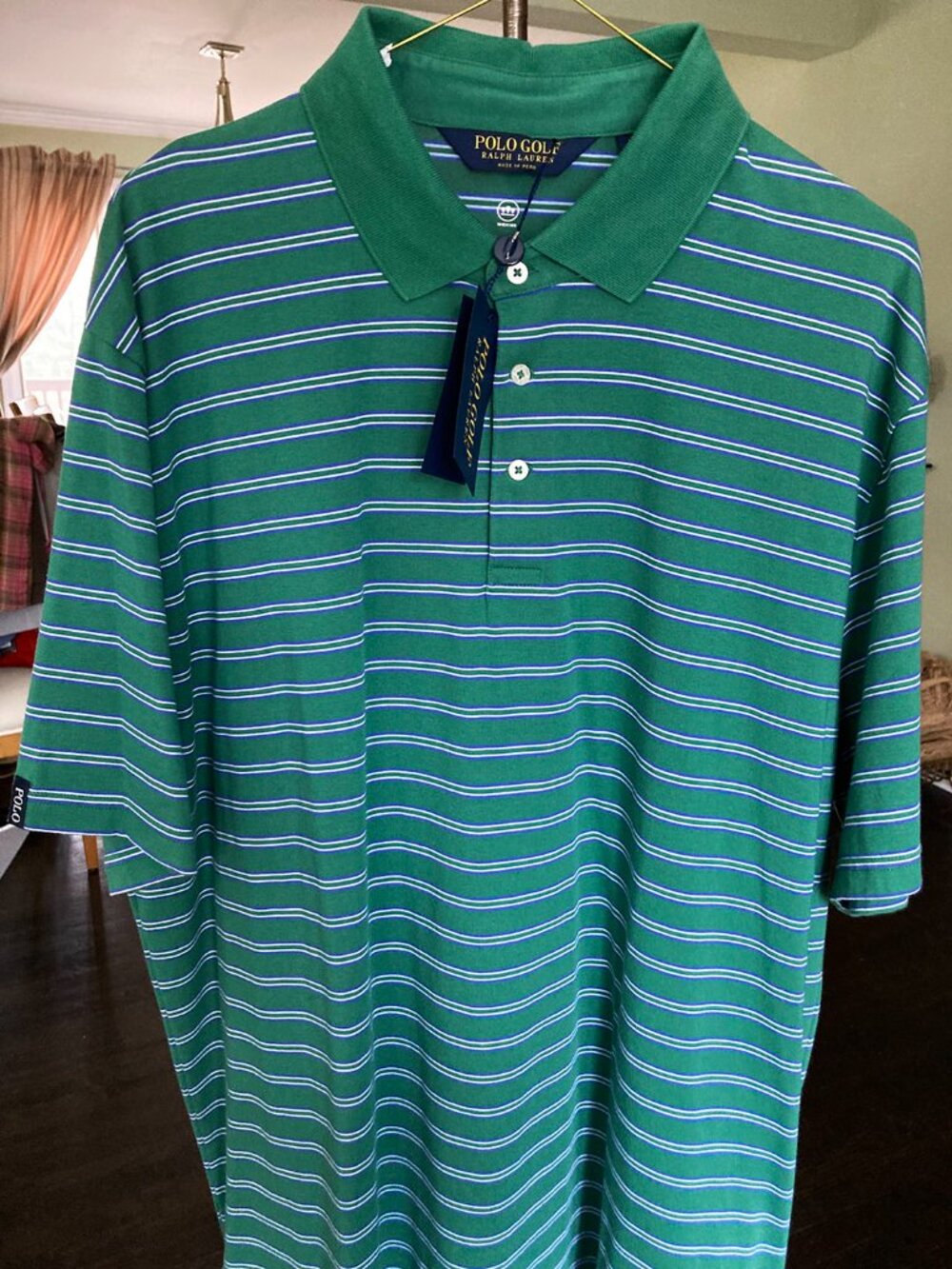 Polo Golf by Ralph Lauren, Green Striped Short Sleeve Mens Shirt Extra Large XL